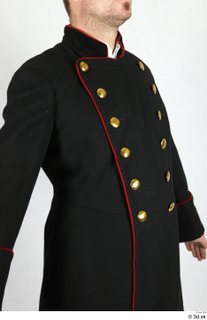  Photos Army man in Ceremonial Suit 5 18th century Army black jacket historical clothing upper body 0010.jpg